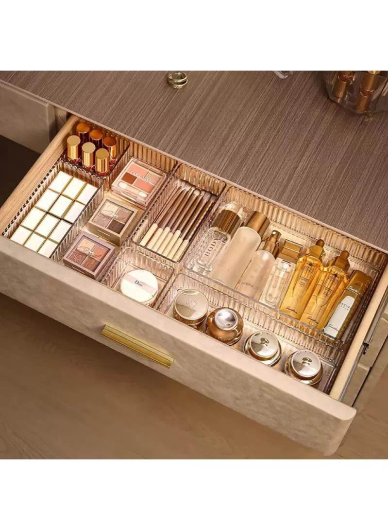 10 Pack Desk Drawer Organisers, 4 Size Plastic Drawer Storage Bins for Kitchen, Bathroom, Bedroom, Office, Utensils, Makeup, Jewelries, Gadgets - Image 2